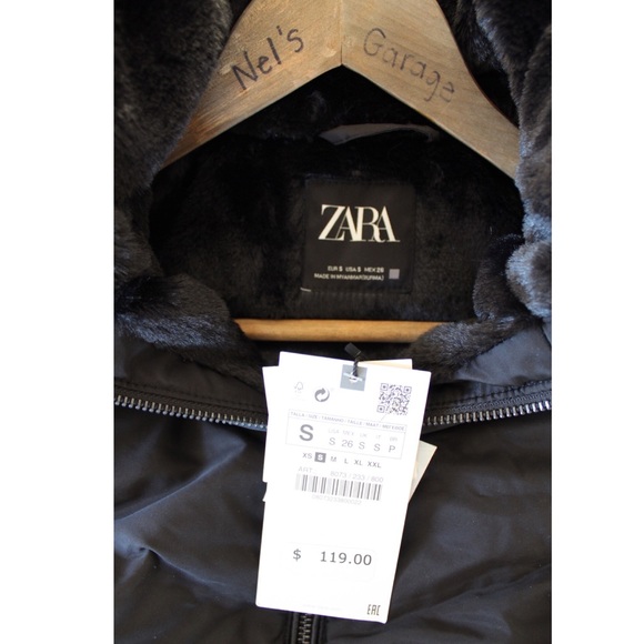 Zara NWT Water and Wind Protection Jacket with Removable Fur Trim Hood Small - Picture 10 of 12